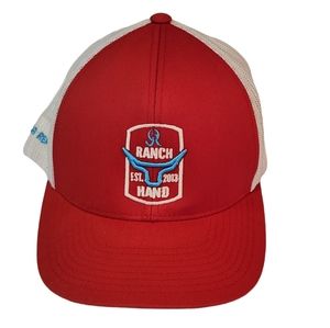 Men's Ranch Hand Trucker Style Snapback Hat Pre Owned Condition Red and White